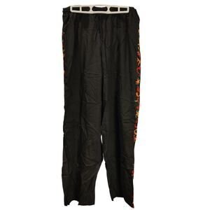 Womens LG Key Lime Pie Black Loungewear Floral Print Track Pants